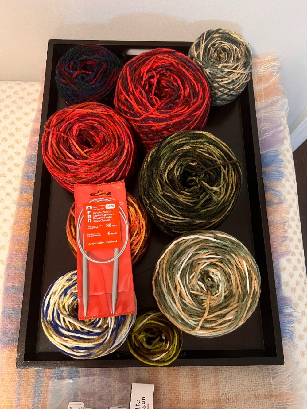 778g mixed yarn lot  and 6mm circular needles for knitting